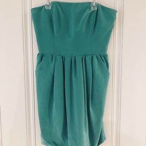 Rachel Roy Strapless Green Dress with Pockets US 8